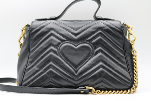Gucci GG Marmont Leather 2 Way Handbag Black 498110