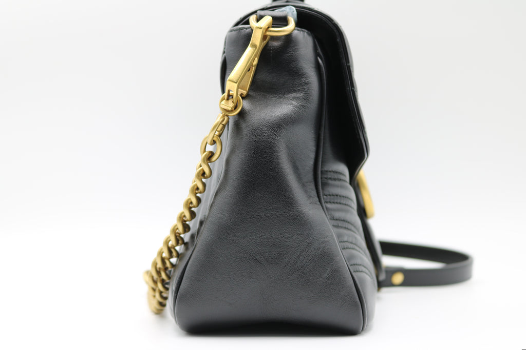 Gucci GG Marmont Leather 2 Way Handbag Black 498110