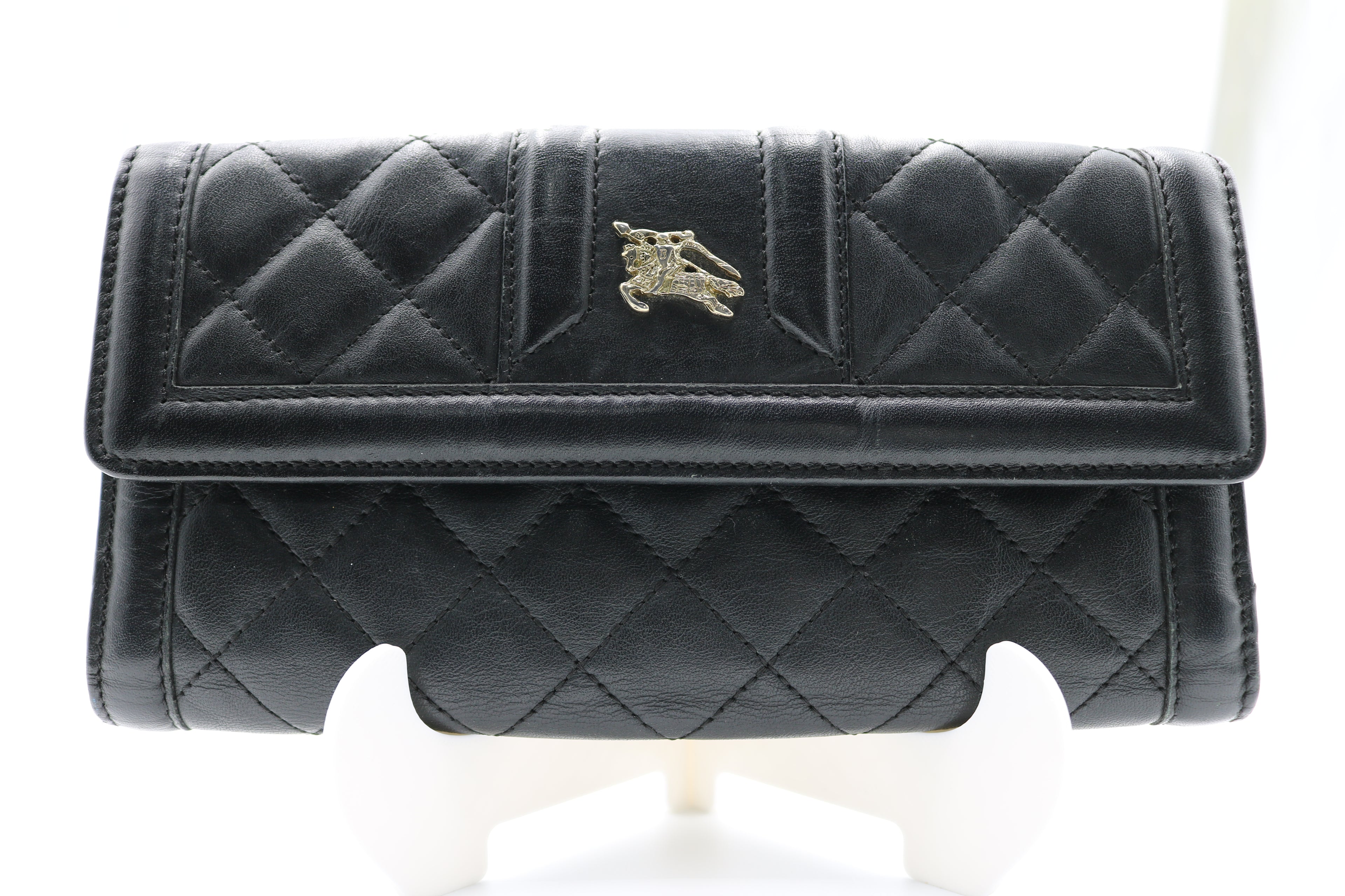 Burberry Quilted Leather Long Wallet- Black