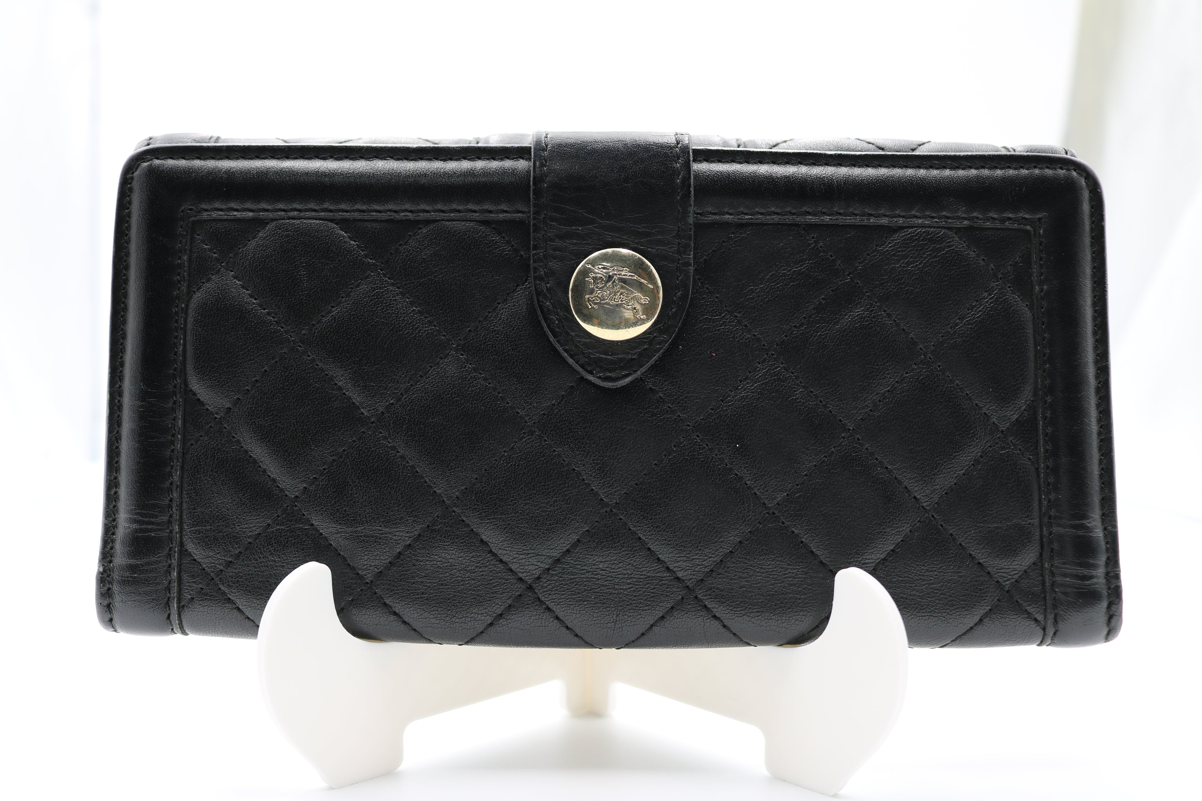 Burberry Quilted Leather Long Wallet- Black