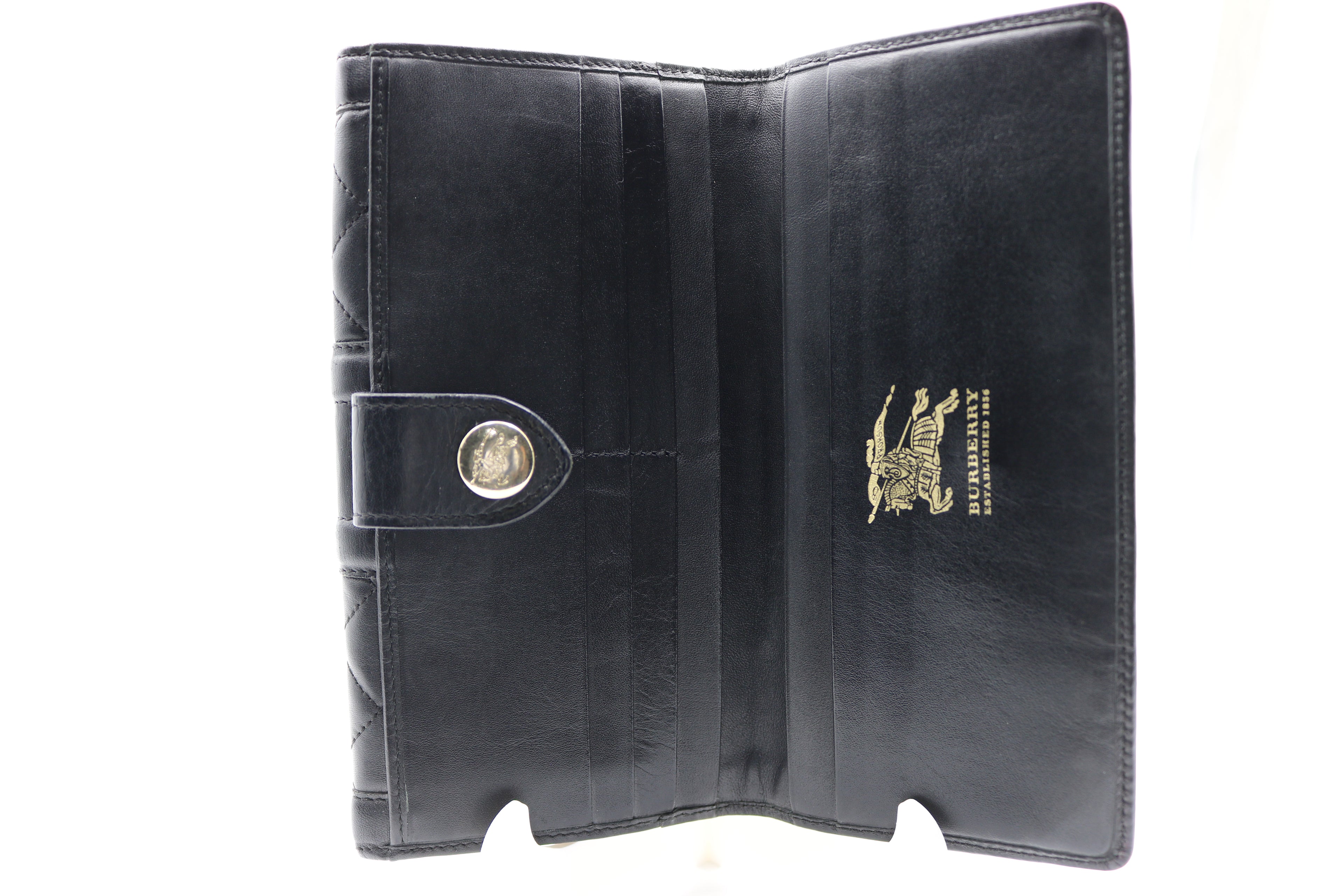 Burberry Quilted Leather Long Wallet- Black
