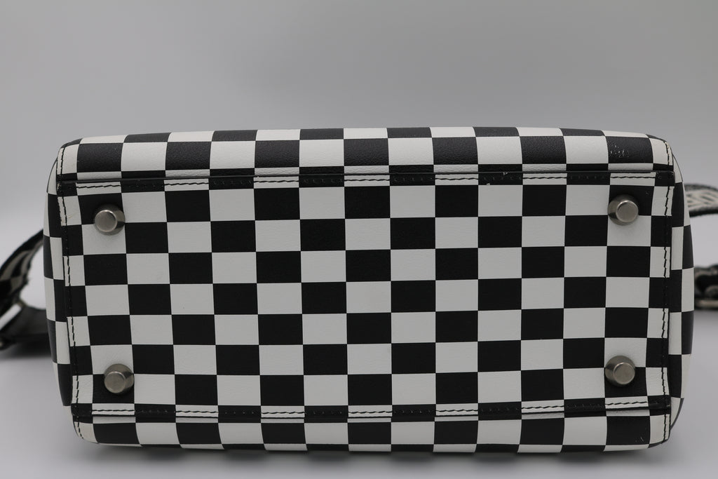 Christian Dior Calfskin Checkered Medium Lady Dior Handbag