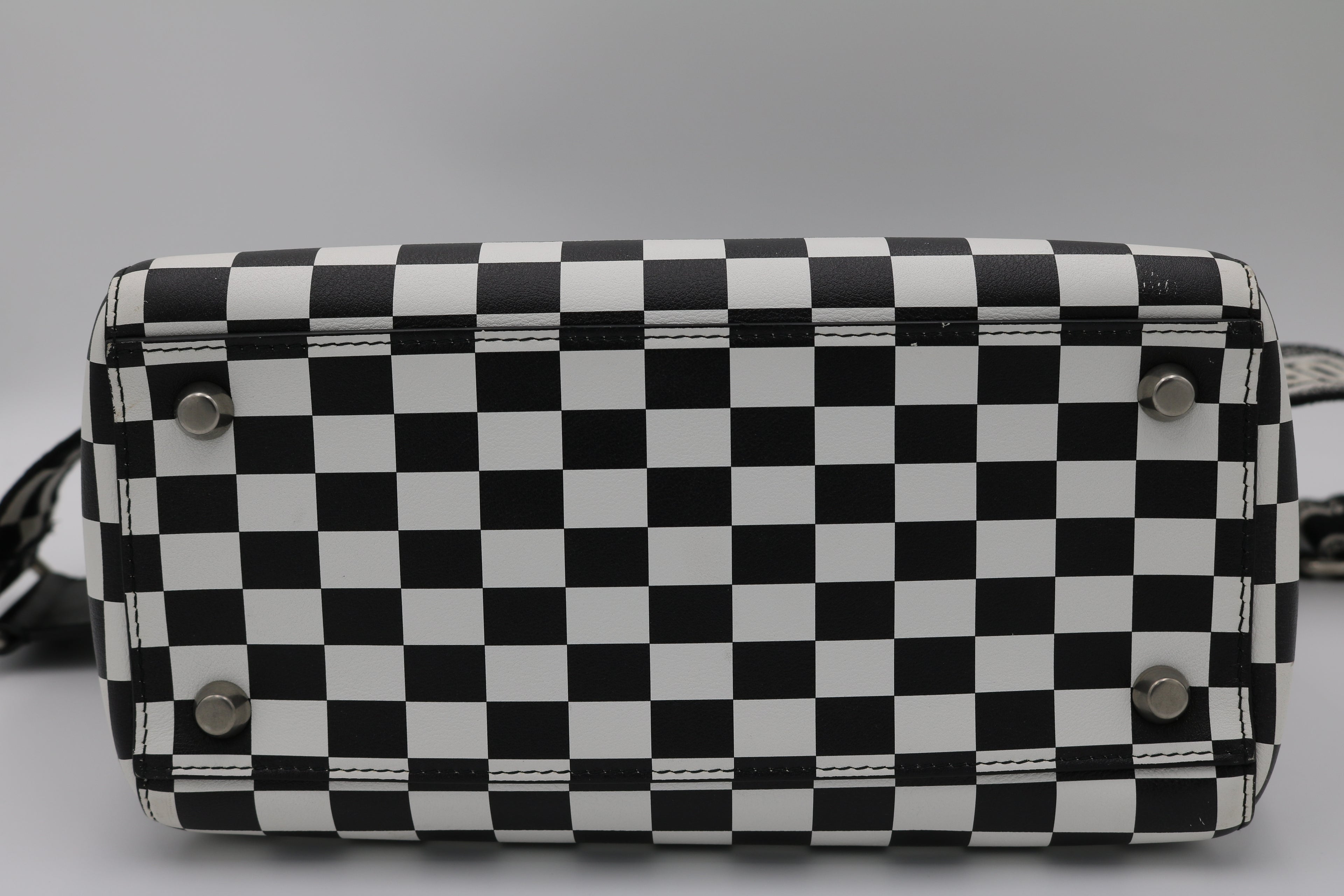 Christian Dior Calfskin Checkered Medium Lady Dior Handbag