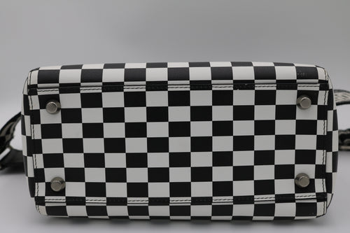 Christian Dior Calfskin Checkered Medium Lady Dior Handbag