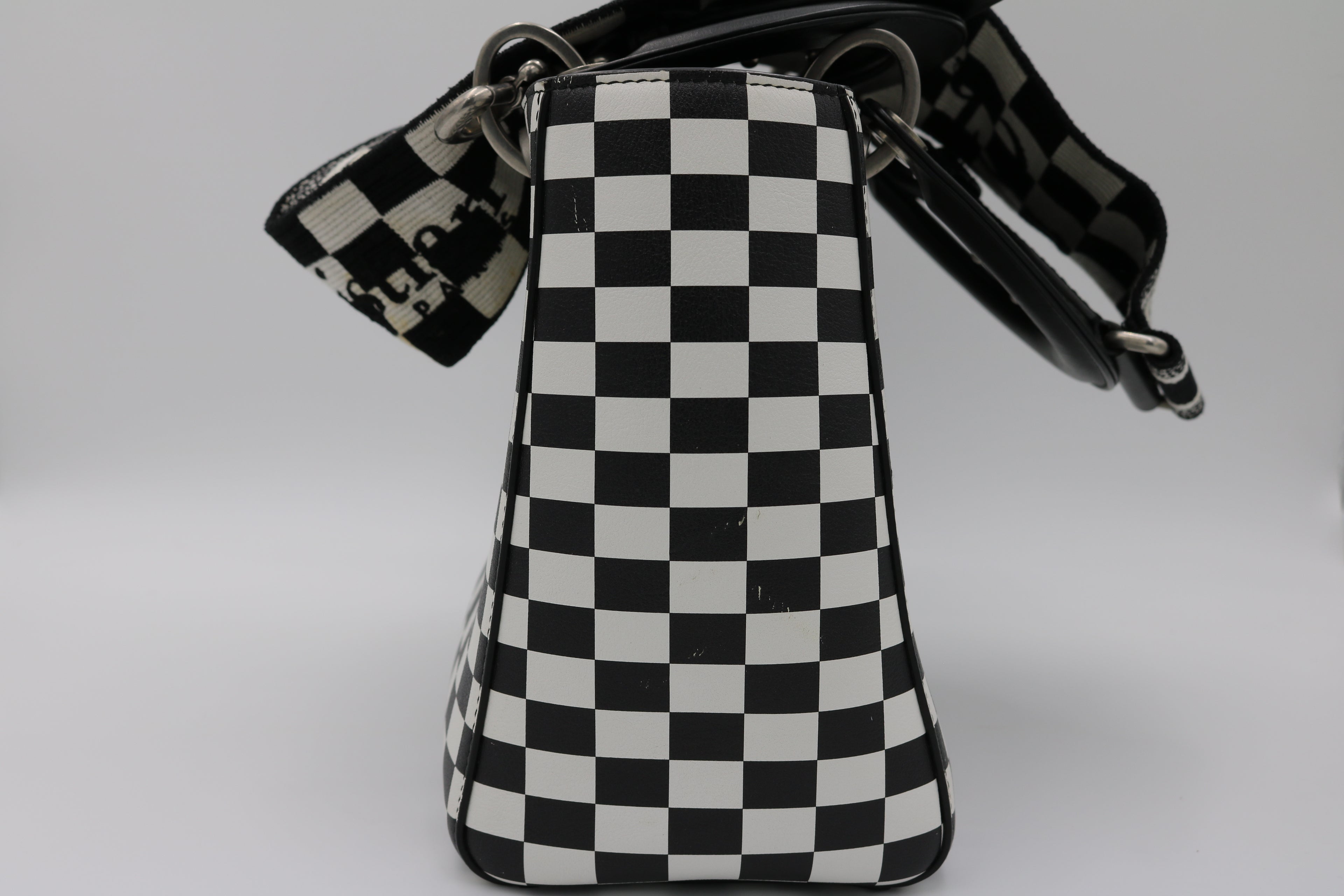 Christian Dior Calfskin Checkered Medium Lady Dior Handbag