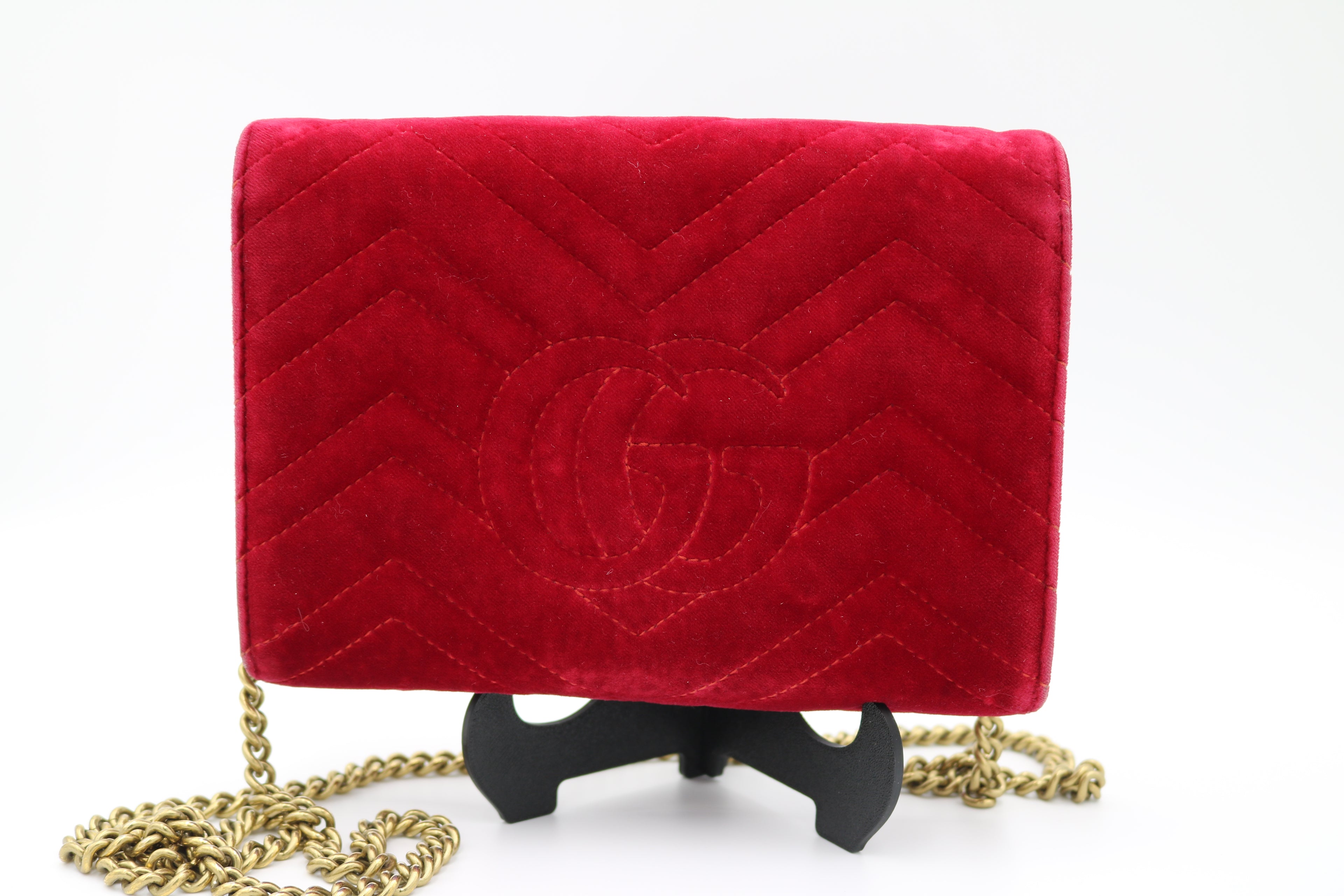 Gucci GG Marmont Wallet on Chain (WOC)- Hibiscus Red Velvet
