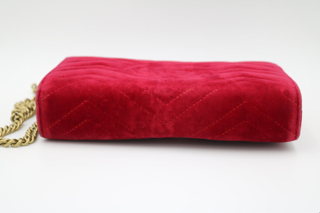 Gucci GG Marmont Wallet on Chain (WOC)- Hibiscus Red Velvet