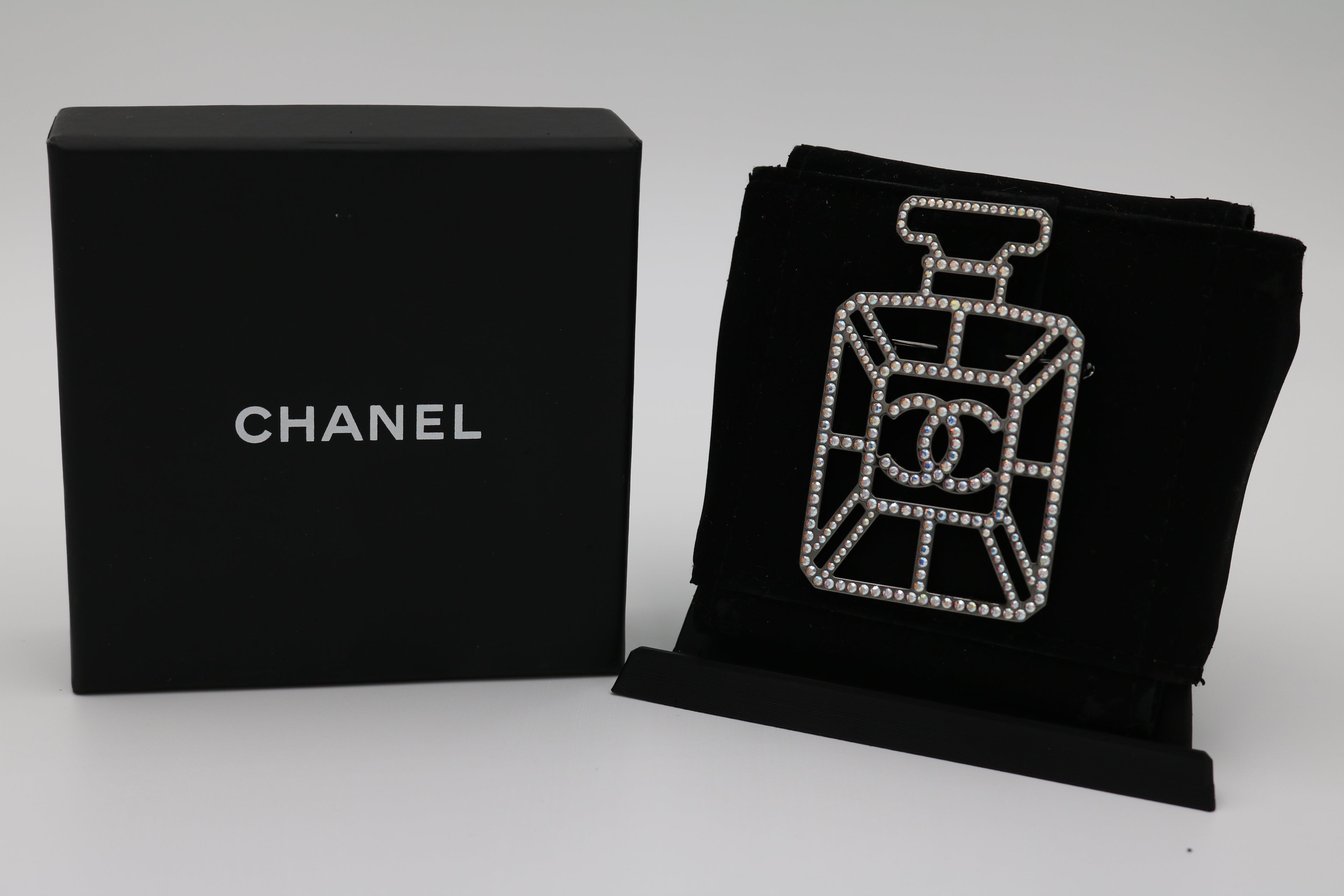 Chanel Strass CC Perfume Bottle Brooch