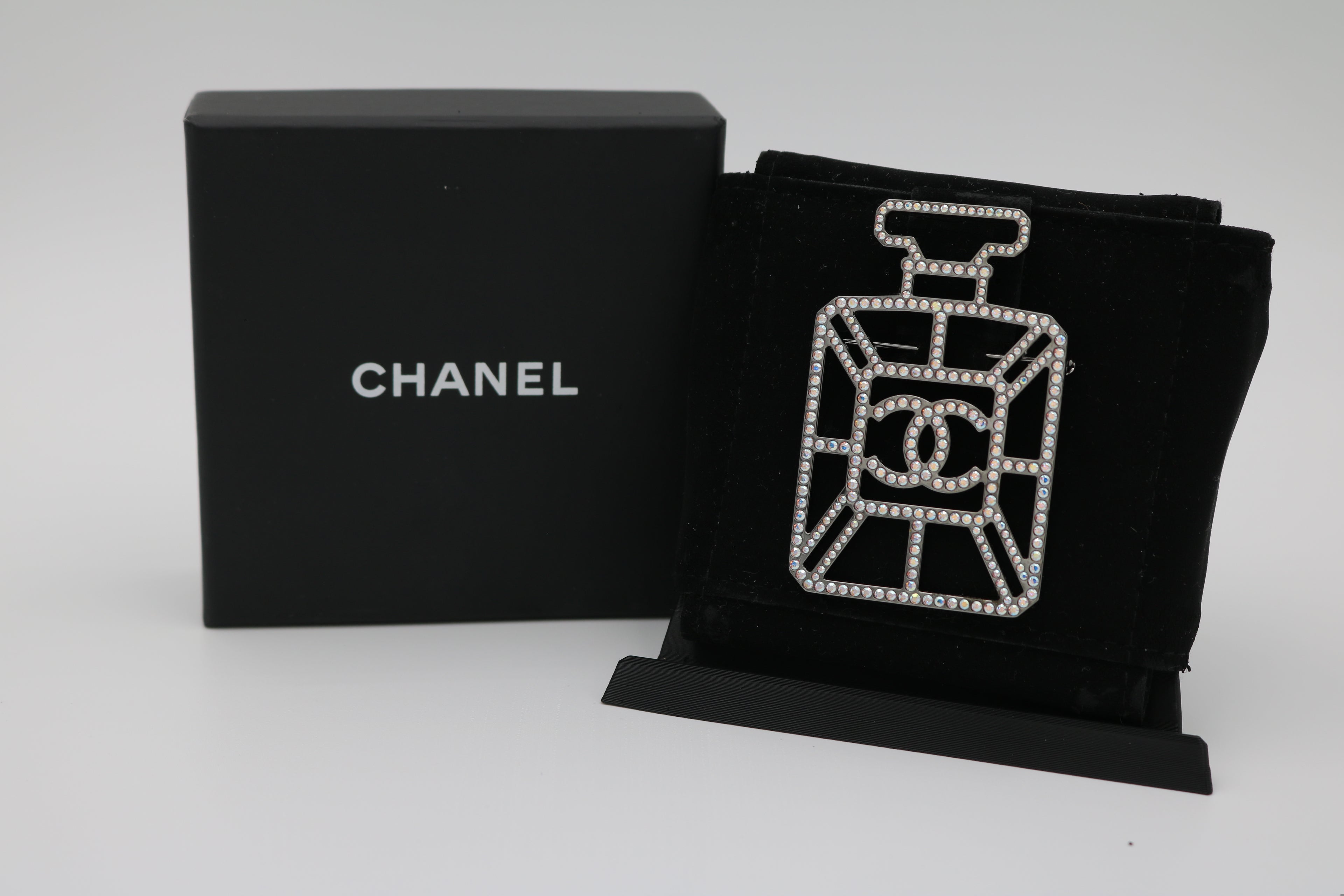 Chanel Strass CC Perfume Bottle Brooch