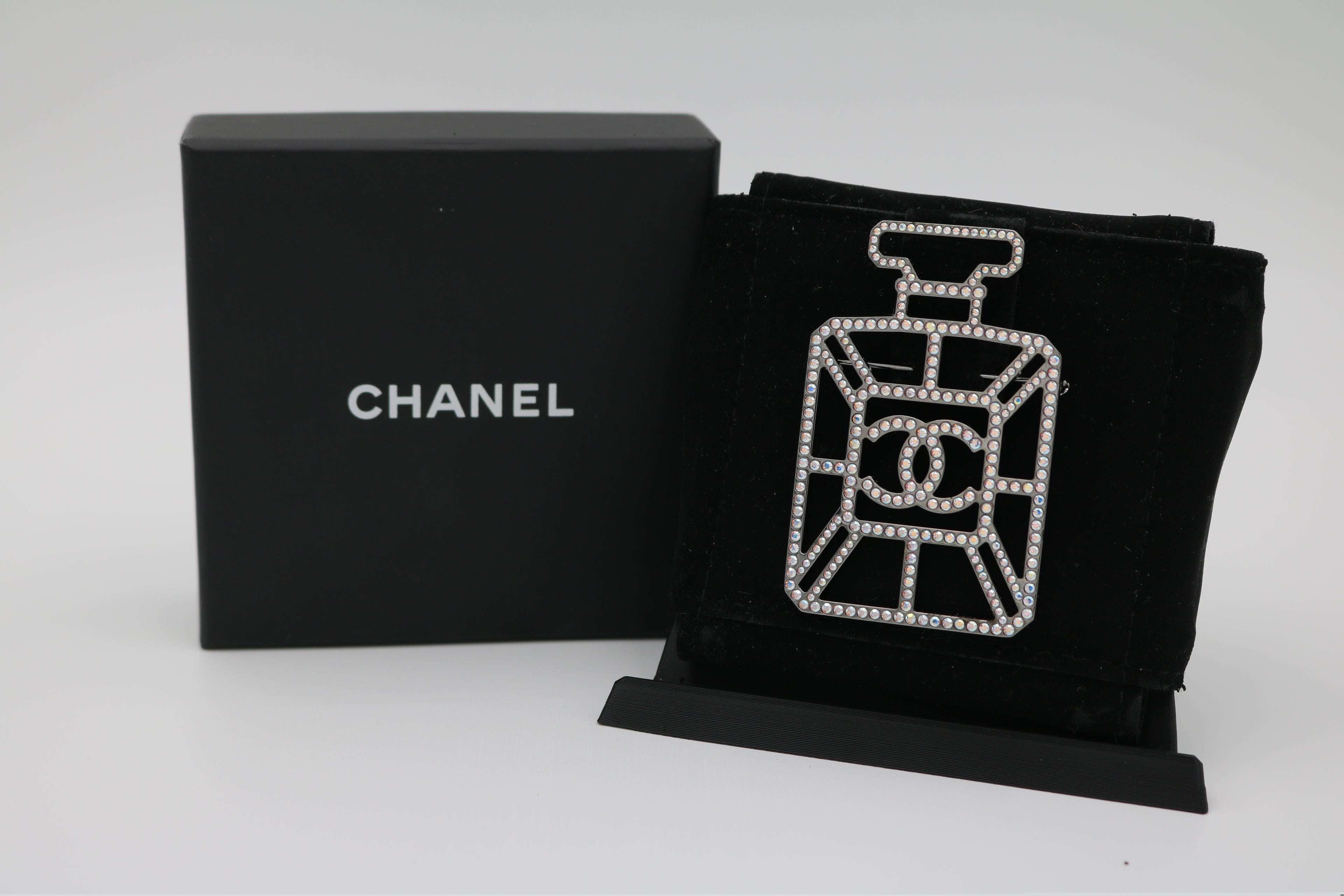 Chanel Strass CC Perfume Bottle Brooch