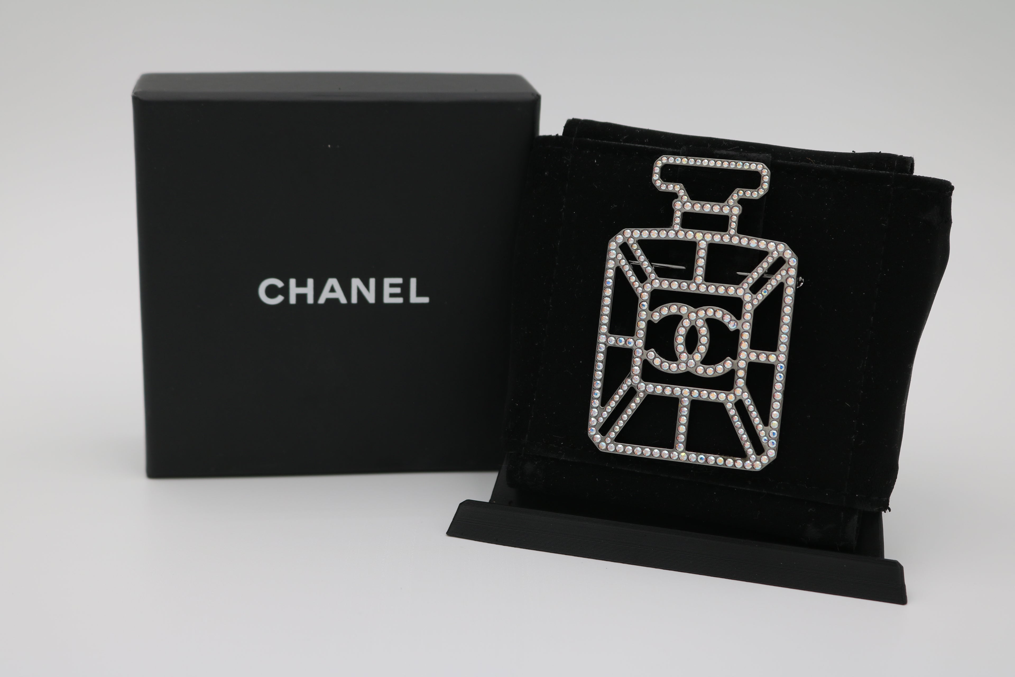 Chanel Strass CC Perfume Bottle Brooch