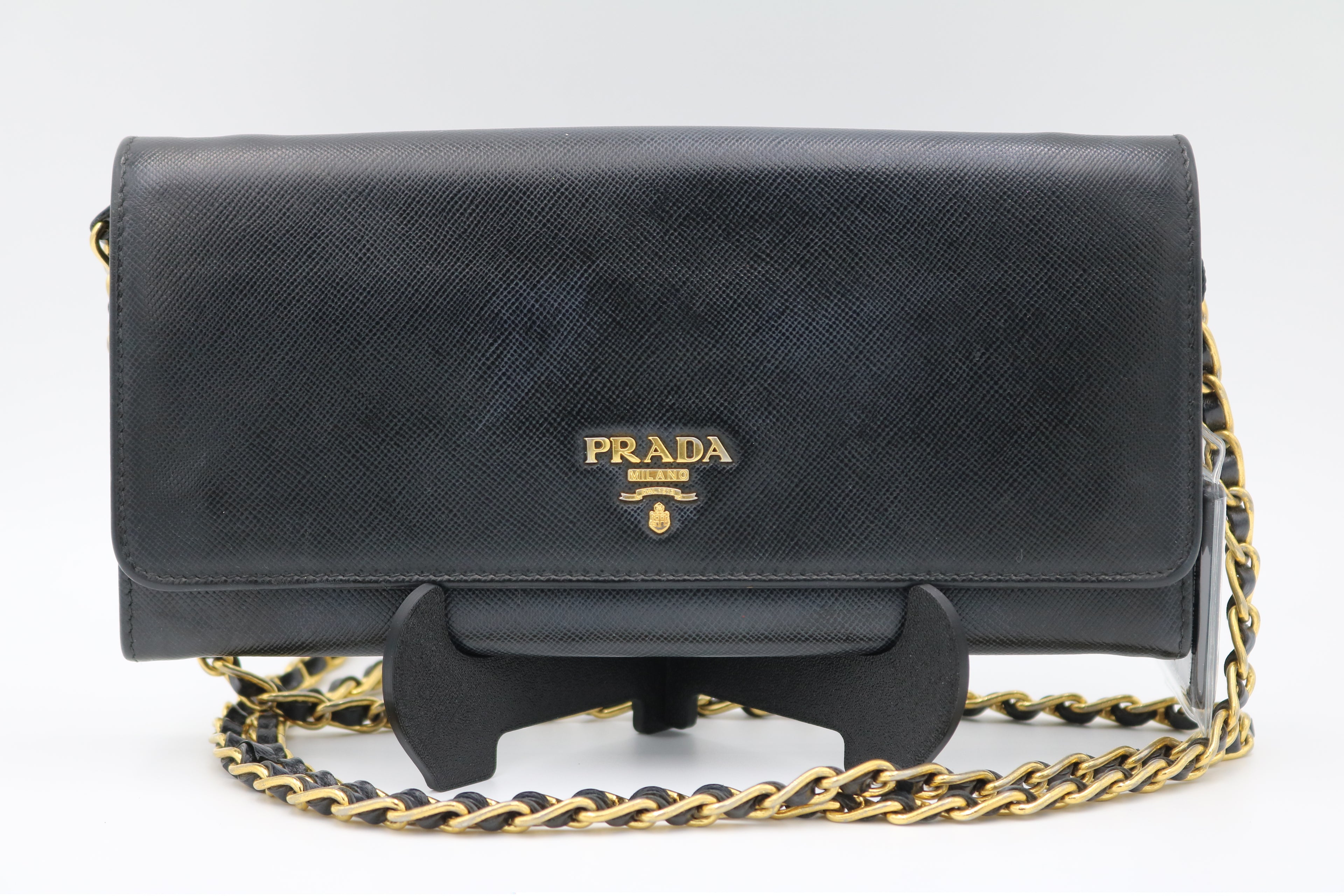 Prada Wallet on Chain - Black Saffiano leather