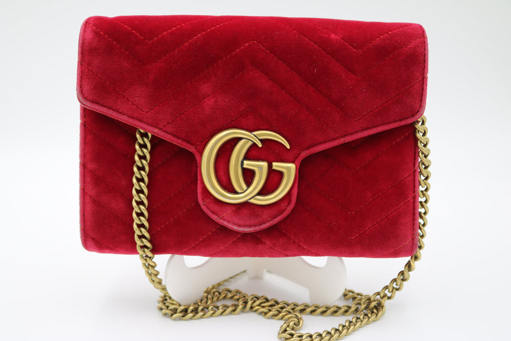 Gucci GG Marmont Wallet on Chain (WOC)- Hibiscus Red Velvet
