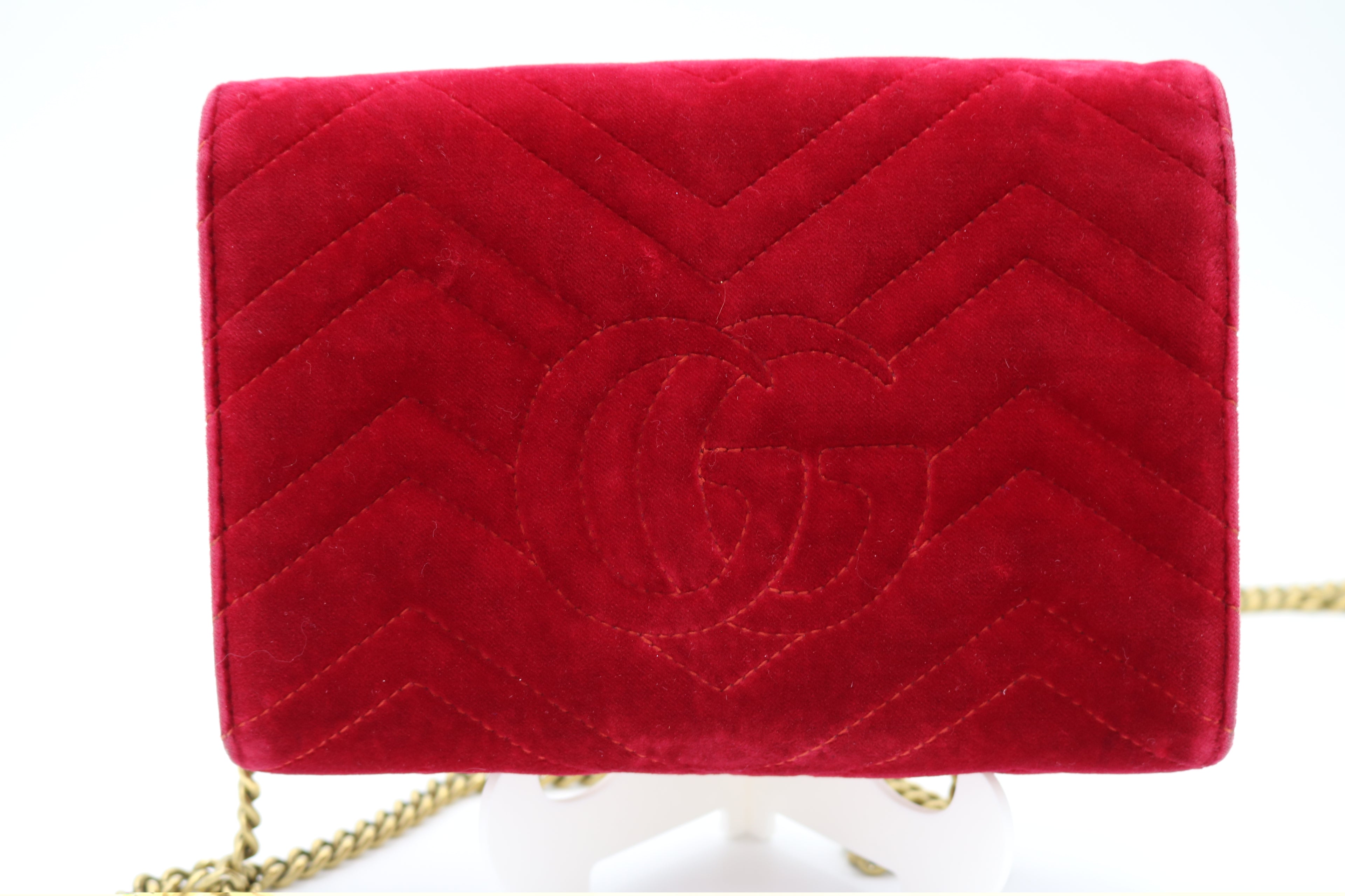 Gucci GG Marmont Wallet on Chain (WOC)- Hibiscus Red Velvet